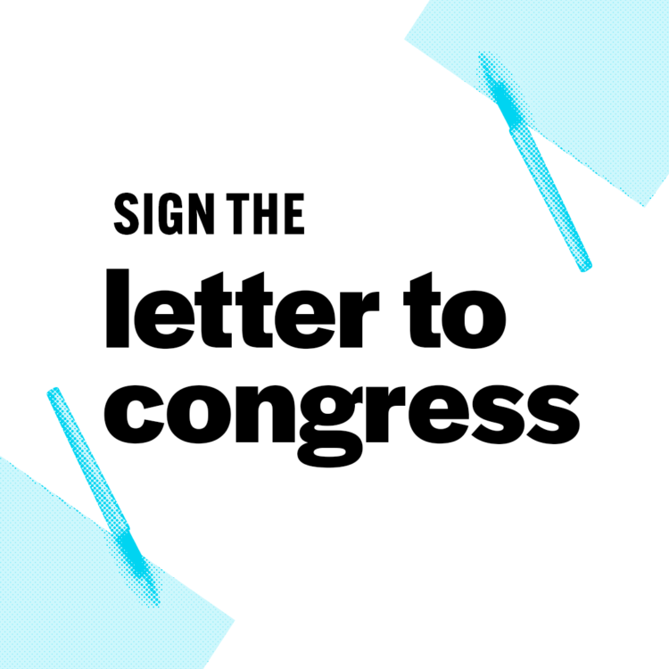 text graphic that reads: sign the letter to congress